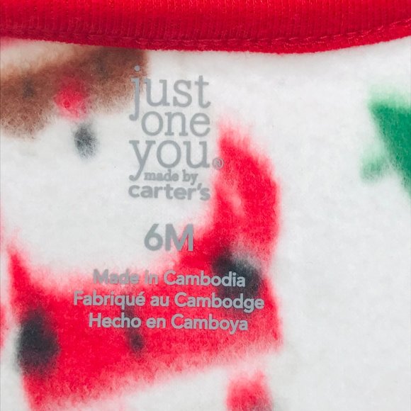 Just One You Made By Carter's Baby Size 6 Month Dark Santa Footed Pajama New - Picture 6 of 16